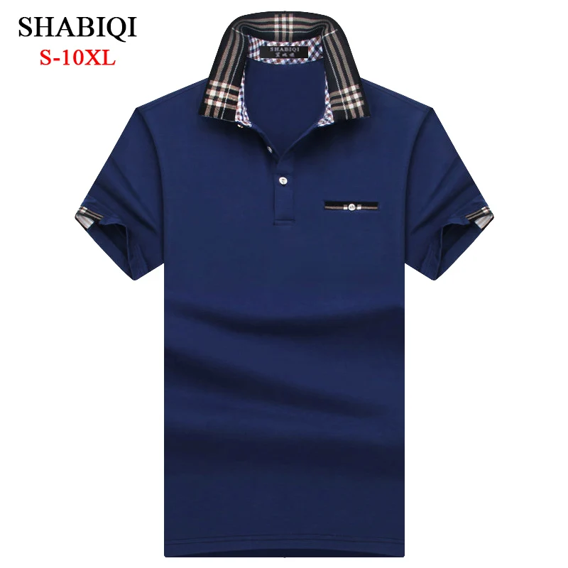 SHABIQI брендовая одежда Для мужчин рубашки поло Для мужчин Бизнес и Повседневное одноцветное Мужское поло рубашка короткий рукав карман модели Поло