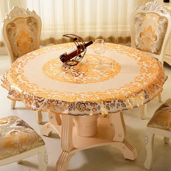 

PVC Gold Table Cloth Plastic Oilproof Dining Tablecloth Bronzing Printed Table Cover Table Mat Overlay Placemat Nappe Waterproof
