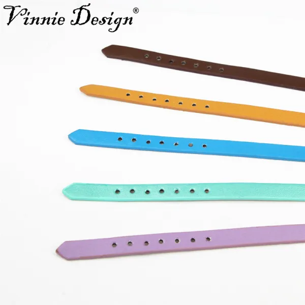 

Vinnie Design Jewelry New!! Spring Color Leather Bracelet Fashion PU Leather Bands for Floating Locket 5pcs/lot