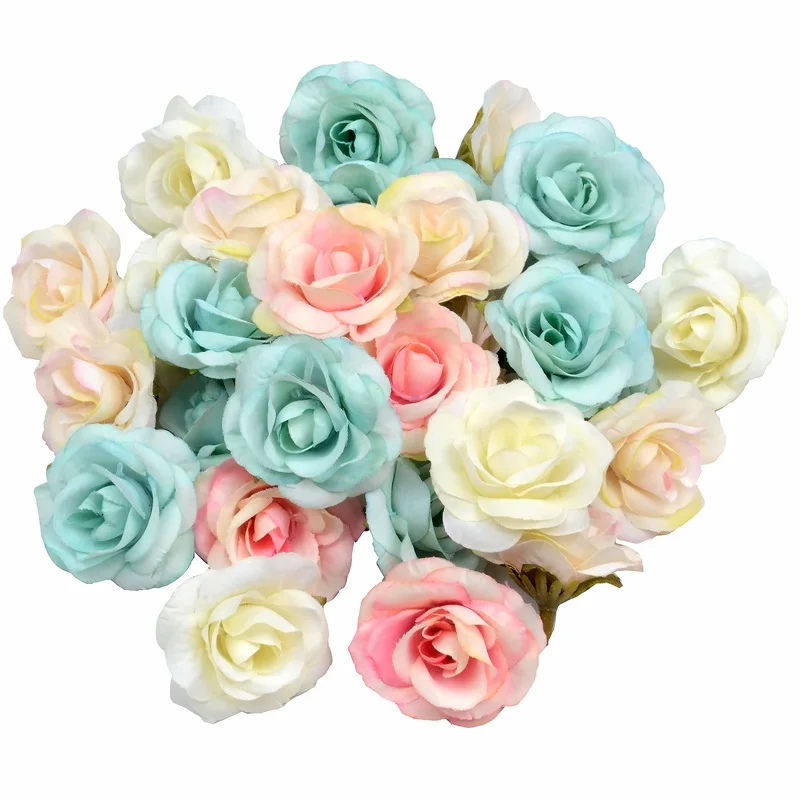 Artificial Real Latex Touch 20-Head Rose Flower Bouquet Decor Pink Gradient 