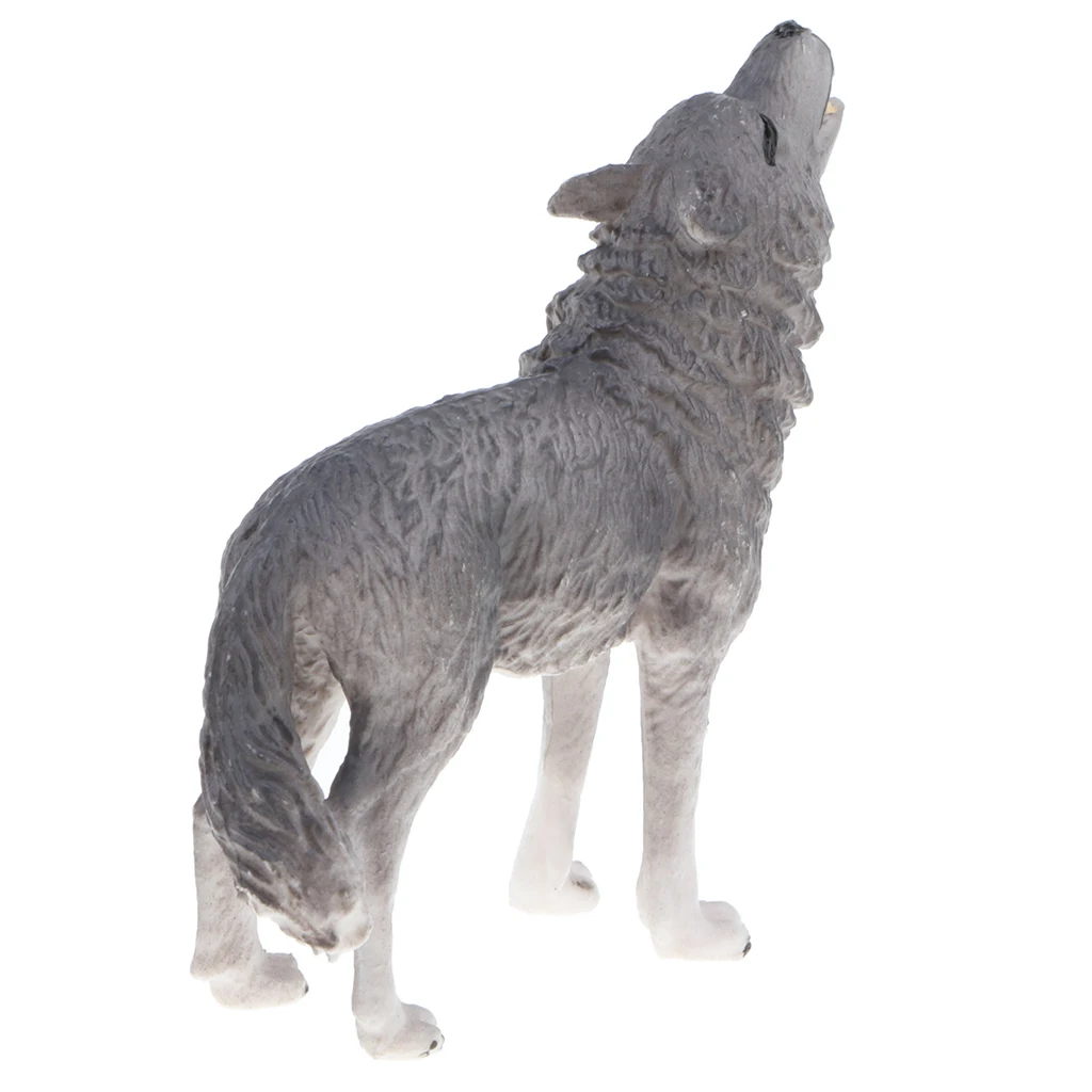 3 Inch Plastic Realistic Wild Animal Model Grey Howling Wolf Action ...