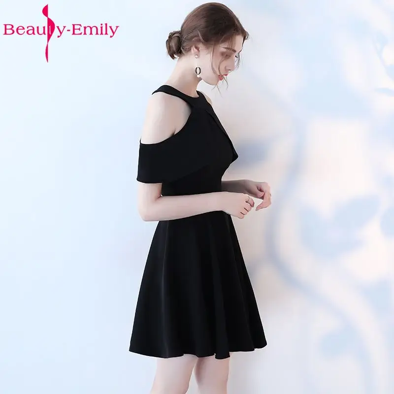 Beauty Emily Black Red A-Line Short Sexy Party Prom Dresses 2017 Homecoming Dresses O-Neck Sleeveless Formal Dresses