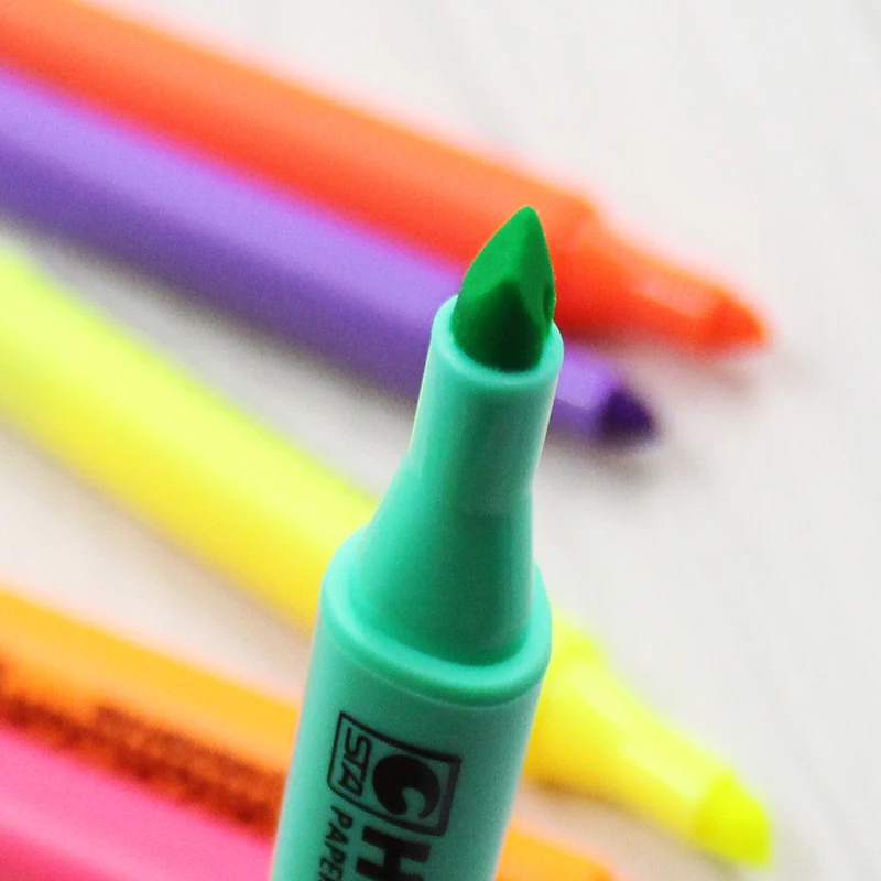 6 цветов срезанная головка хайлайтер дополнительно цвет, блеск маркер ручка Творческий Цвет ручка, канцелярские принадлежности для офиса