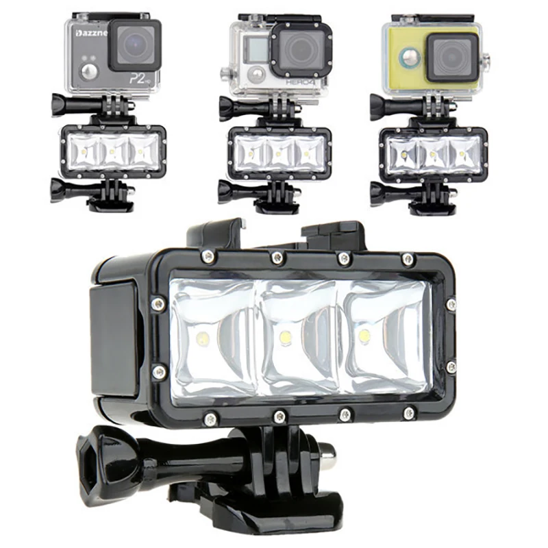 GoPro подводный свет Дайвинг Водонепроницаемый светодиодный видео + батарея и