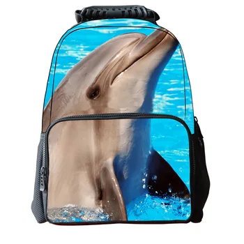 

New 16 inch Waterproof Animal Dolphin Printing Backpack Large Capacity School Bags For Teenagers Men's Bags Children Backpacks
