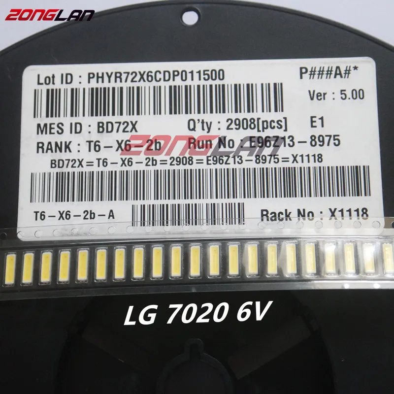 100 шт./лот для LG светодиодная подсветка ЖК телевизора приложение 1 Вт 6 в 7020