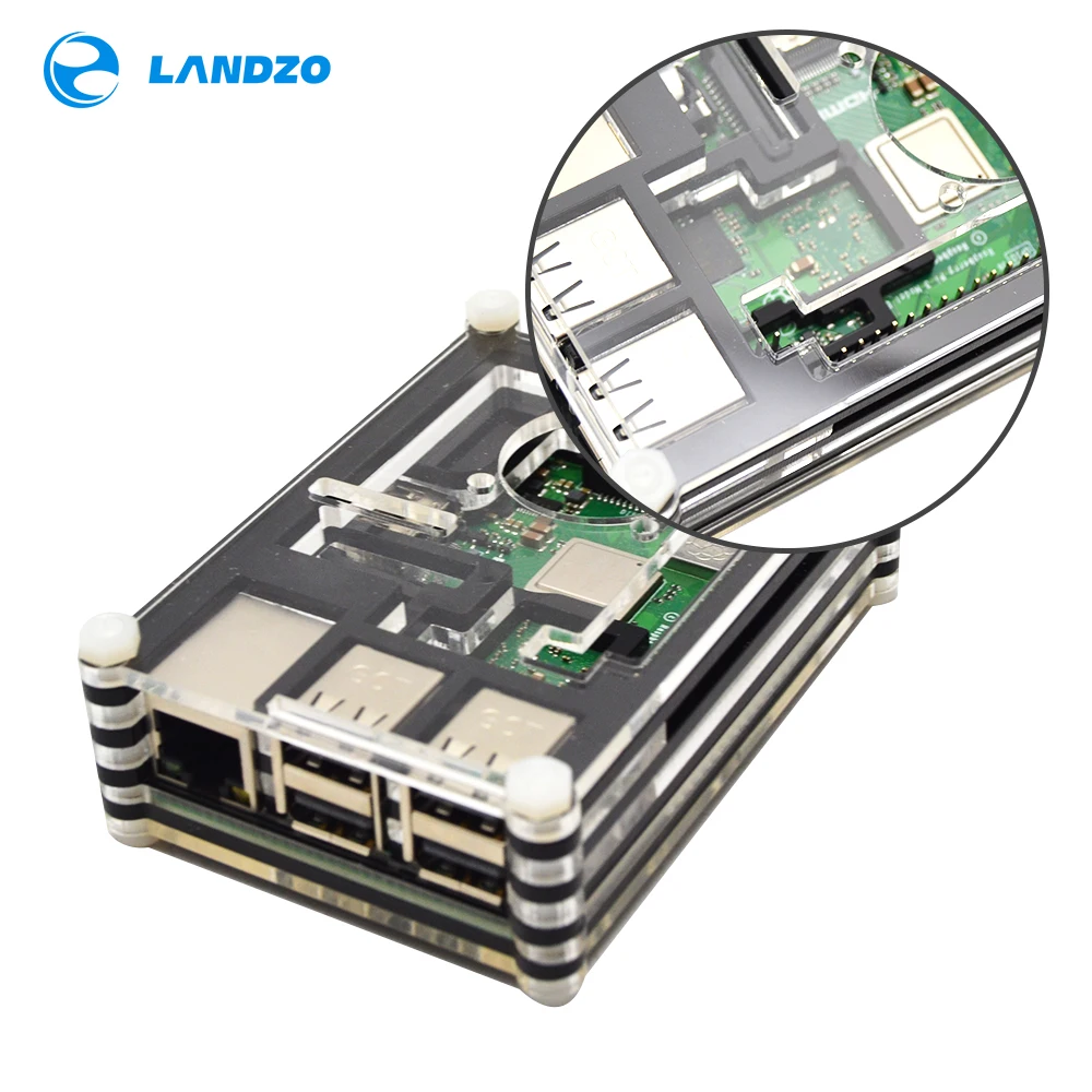 Чехол для Raspberry Pi 3 B + 9 слоев акриловая коробка черный чехол +(plus) 2018 Model