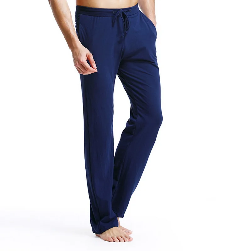Мужские Дышащие Мягкие штаны для сна, Мужские пижамные штаны, новинка года, тонкие удобные свободные штаны, спящие брюки на шнурке - Цвет: blue