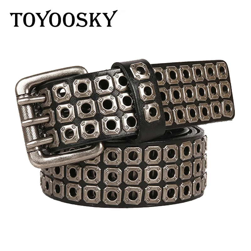 Heavy Metal Cowboy Punk cinturón genuino cadera cinturones de salto para hombres Cruz vaqueros con remaches cinturón hombre Correa Ceinture TOYOOSKY|Cinturones de hombre| - AliExpress