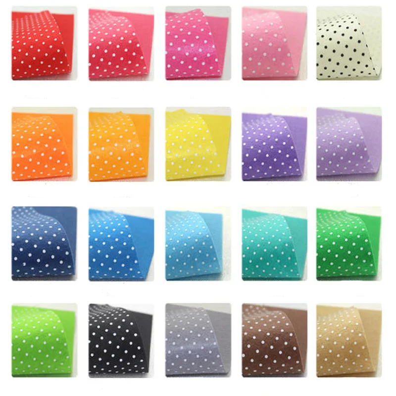 3pcs Felt Fabric Polka Dot Printed 20 MIX COLORS for choose Polyester DIY non-woven 28CMX28CM home decoration DIY Sewing