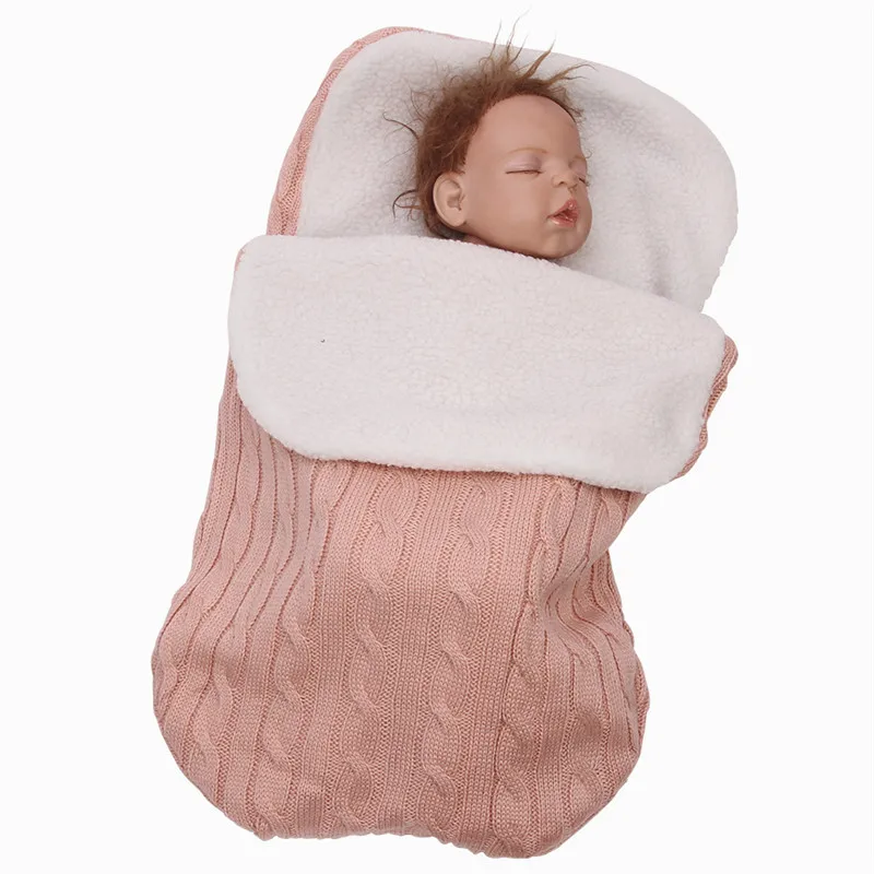 Newborn Sleeping Bag Thick Baby Swaddle Wrap Knit Envelope Baby Warm