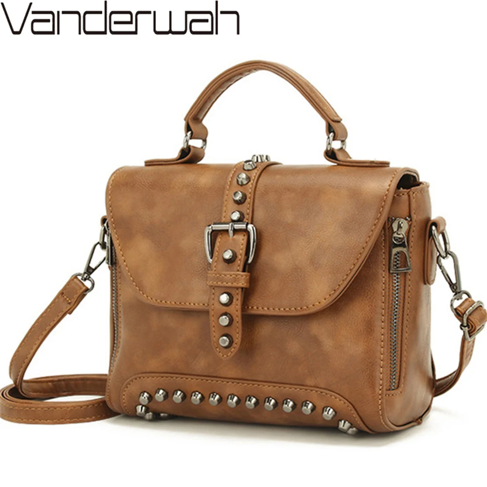 حار الأبيض خمر النفط جلد حقيبة يد فاخرة حقائب النساء مصمم Crossbody حقائب للنساء 2018 برشام صغيرة السيدات اليد حقيبة الكيس