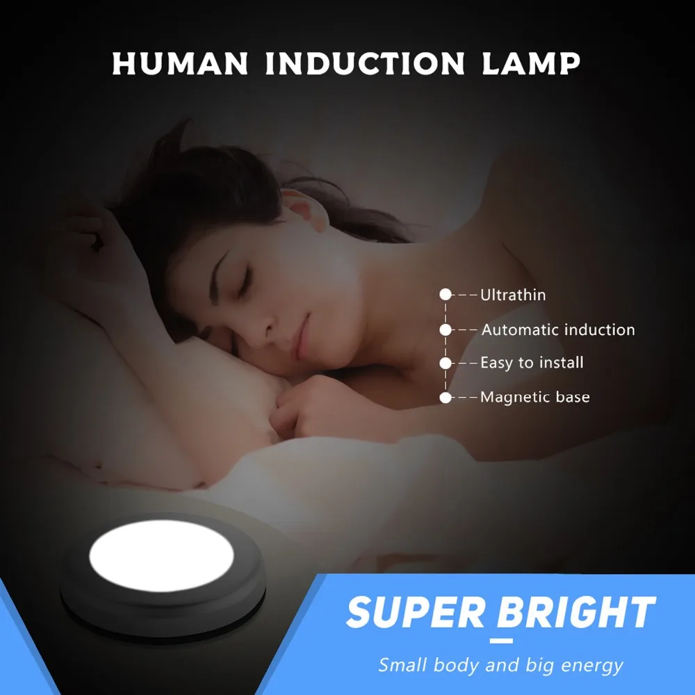 1pc Wholesale Dropshipping MOONBIFFY 6LED PIR Body Motion Sensor Activated Wall Light Night Light Induction Lamp Closet