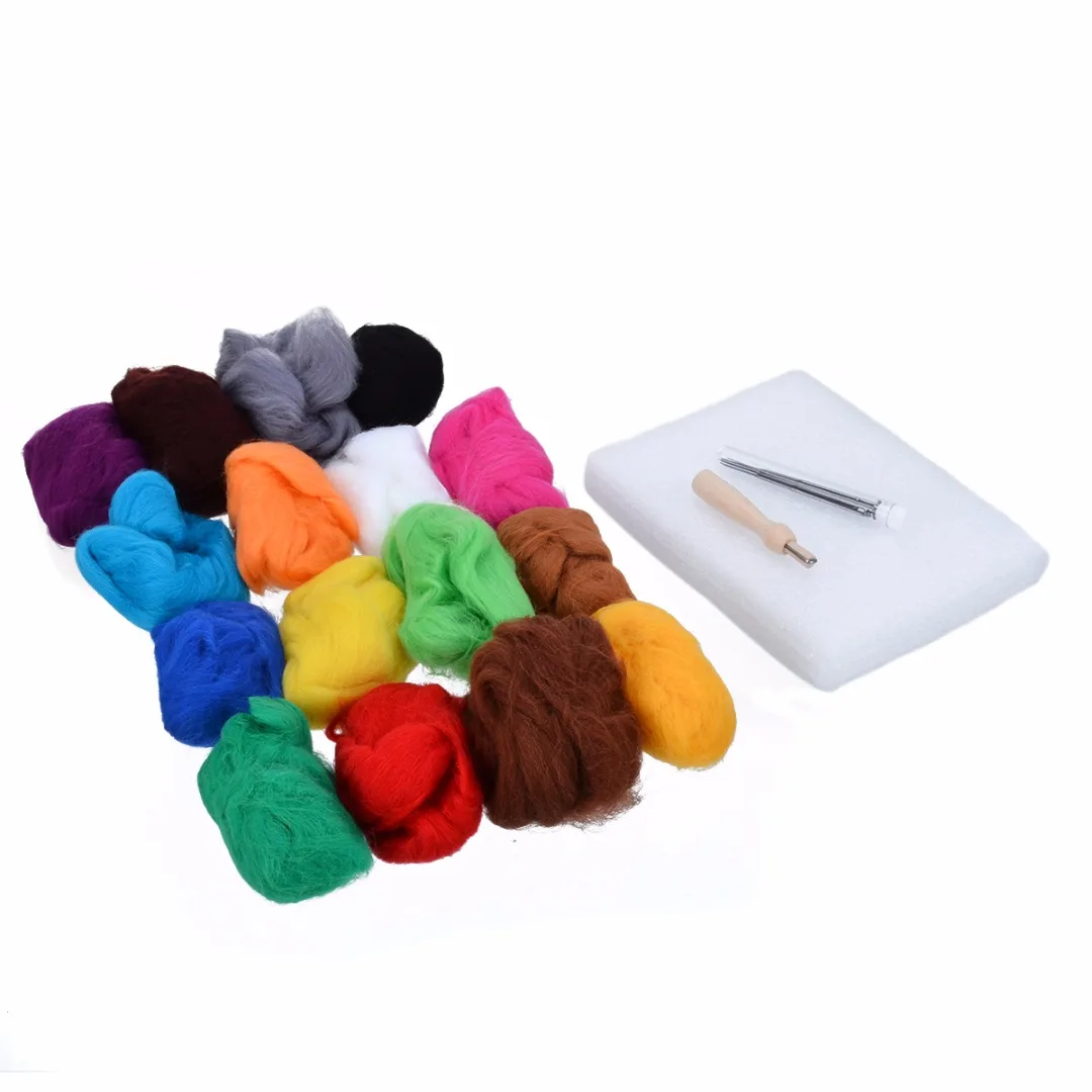 

Practical Needle Felting Mat Starter Kit 20 Colors 100g Wool Felt + Needles Felt Tool Household Handwork Sewing Tools