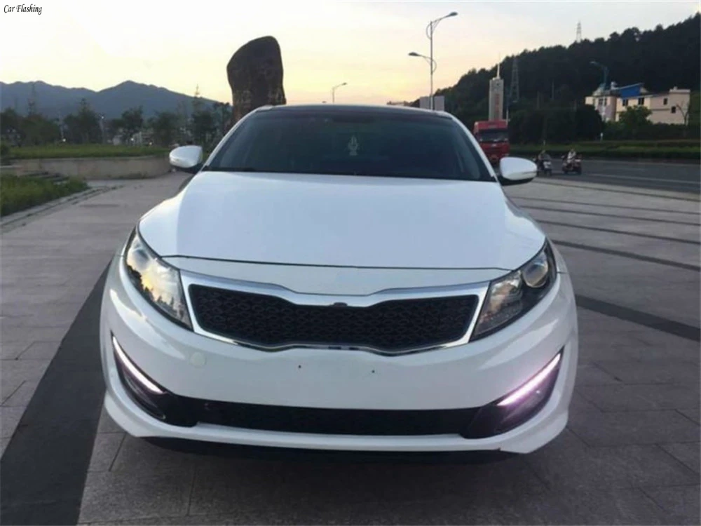 Автомобильный мигающий светодиодный светильник 1 комплект для Kia Optima K5 2011 2012 2013 DRL, дневной ходовой светильник, Дневной светильник с желтым указателем поворота