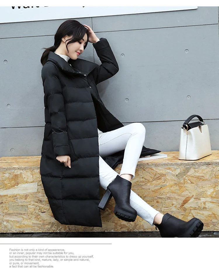 Новинка, Длинная женская зимняя куртка, пальто со стоячим воротником, длинное пуховое хлопковое пальто Parkar, женская зимняя верхняя одежда для отдыха, женские пальто YZ364