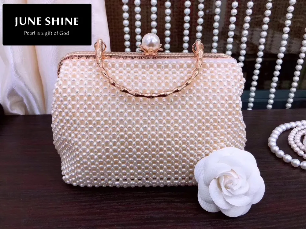 

Freshwater Pearls Wendding Hand Bag Hand Grasp Dinner Package for women Real pearl Christmas gift JS004