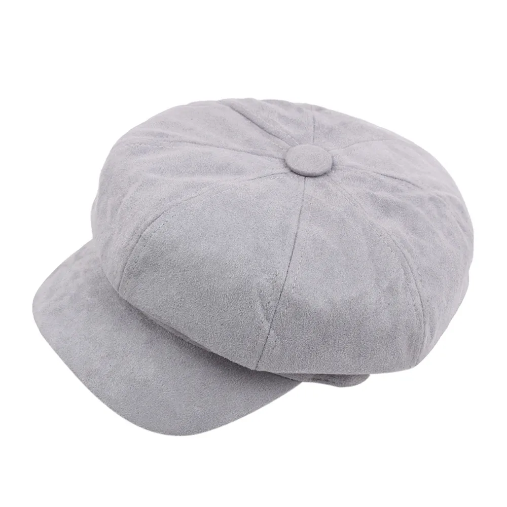 Женский берет зимние шапки для женщин восьмиугольная шапка мужская берет шапка женская винтажная плоская шапка Boinas Gorras - Цвет: Gray