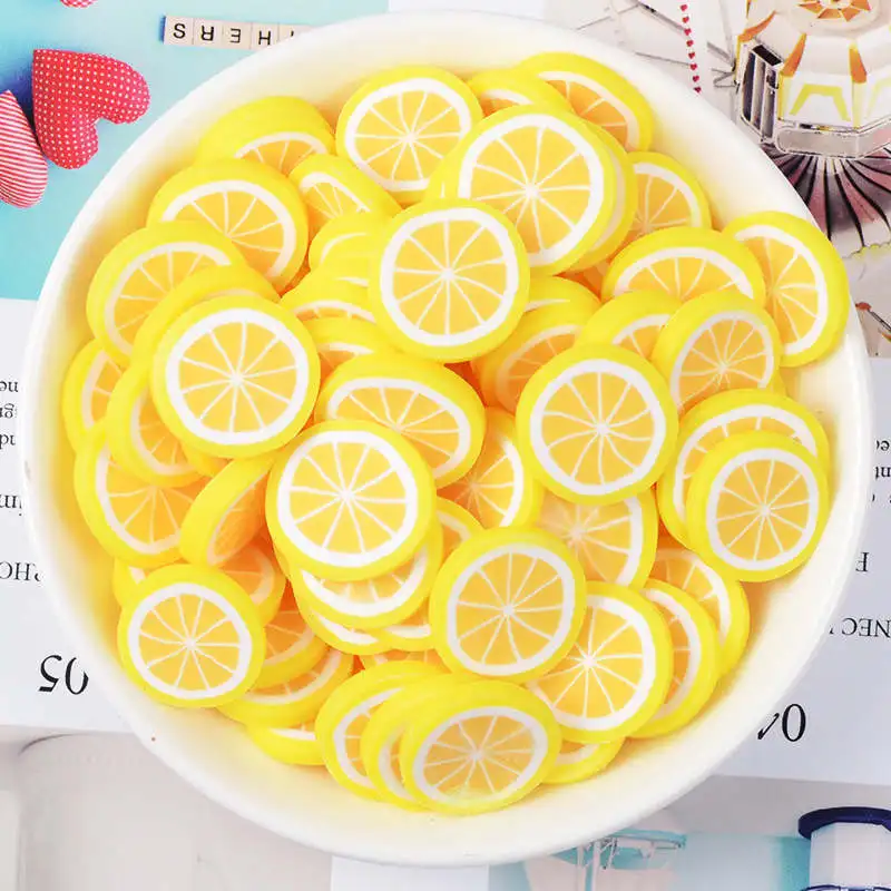 10 шт., наклейки с большими фруктами, 20 мм, слайм, амулеты, смешанные фрукты, серия бусин, слайм, принадлежности для изготовления бусин, сделай сам, коллаж, поделки - Цвет: Lemon 10 Pieces