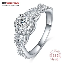 LZESHINE Grabar el Nombre de Envío 2016 Nueva Colección 925 Brillante Plata de ley Anillo Apilable Claro CZ Anillo Anillos de Joyería Fina