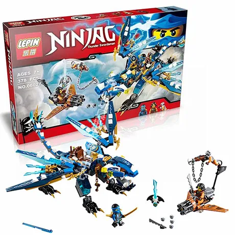 

2016 06027 10446 Jay's Elemental Dragon Ninjagoed Marvel Ninja Building Block Kits Toys Minifigures Compatible With legoed