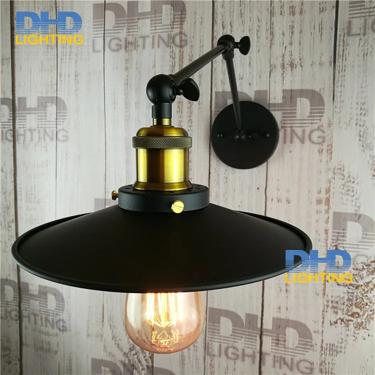 

Free shipping High quality wrought balcony aisle lamp Loft Northern american vintage retro country wall lamp long adjustable arm
