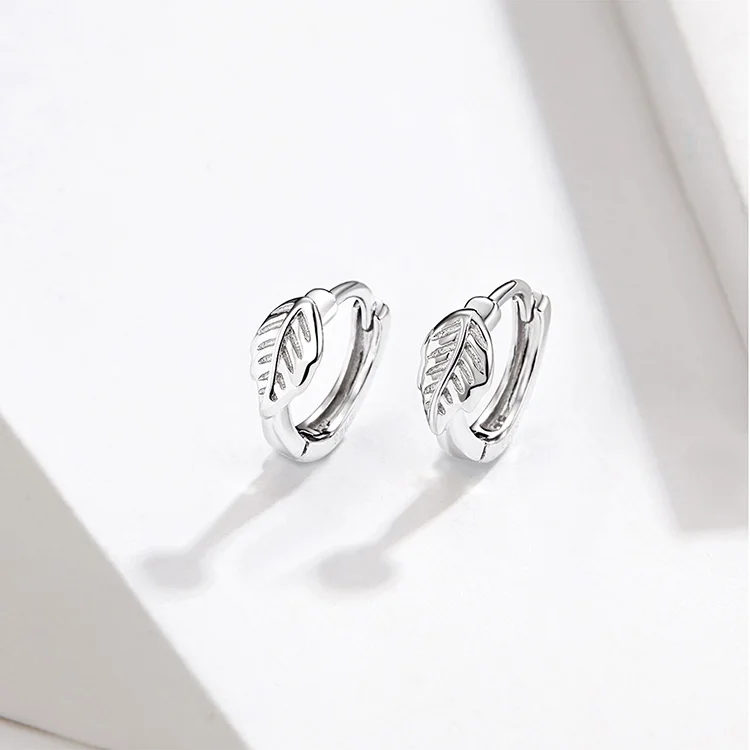 WOSTU, классические серьги-кольца с листьями, 925 пробы, серебряные серьги для женщин, для помолвки, свадьбы, серебряные 925 ювелирные изделия CQE655