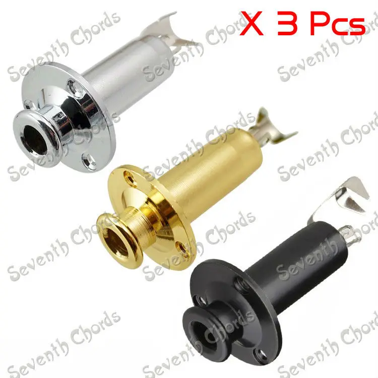 3 Pcs Brass Acoustic Electric Guitar End Pin output Input Jack,Guitar