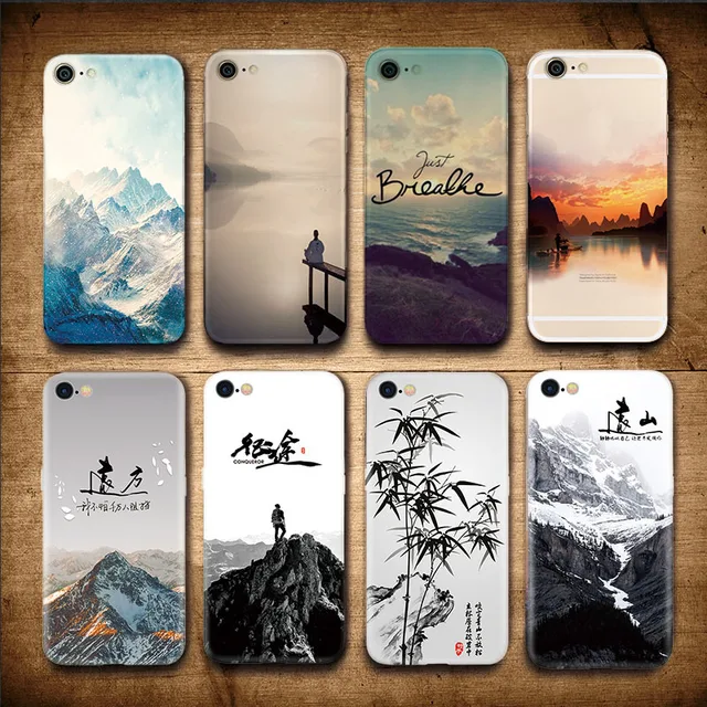 Best Offers Landscape Scenery Case For Iphone 7 8 6 6S Plus Mountains Bamboo Sea Deer Cat Nature View Hard Back Case Cover For Iphone7 7plus