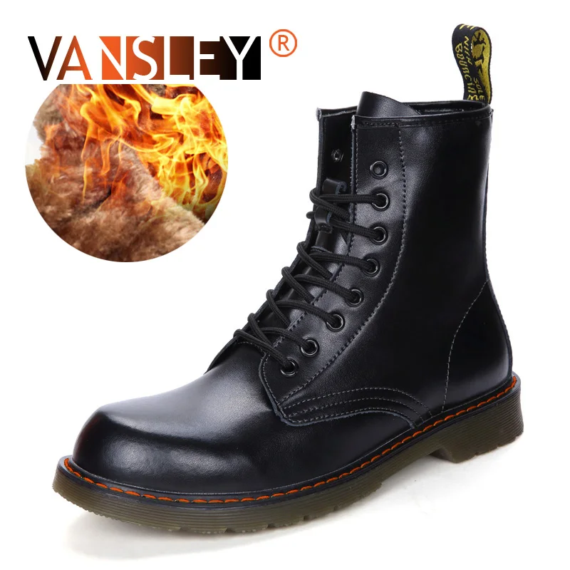 

Men Leather Casual Boots Winter Boots Lace Up Ankle Snow Boots High Quality Unisex Couples Shoes Plush Warm Winter Men Shoes