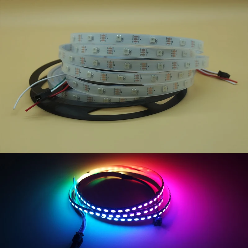 

DC5V 1m/4m/5m ws2812b WS2812 LED Strip Smart RGB 5050 Full color Pixel IC Ditigal individually Addressable waterproof tape light