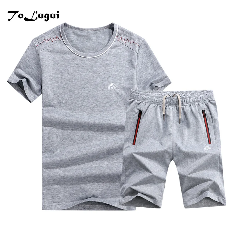 

Sportsuits Set Men 2018 Summer Sportswear Men Short Sleeve Sweatshirt+Shorts Plus Size 6xl Casual 2 Pieces Brand Tracksuit
