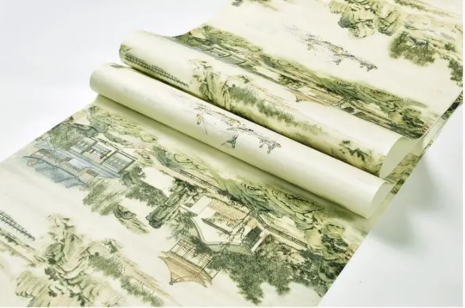 Beibehang китайский Ретро Пейзаж печати водонепроницаемый скраб ПВХ 3d обои спальня кабинет тв задний план крыльцо обои behang