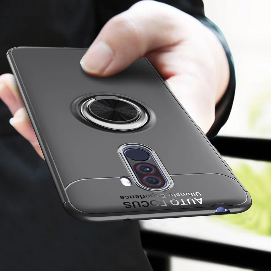 

Shockproof Case For Pocophone F1 Case Finger Ring Magnet Matte tpu Silicone Cover For Xiaomi PocoPhone F1 case pocophon Poco F1