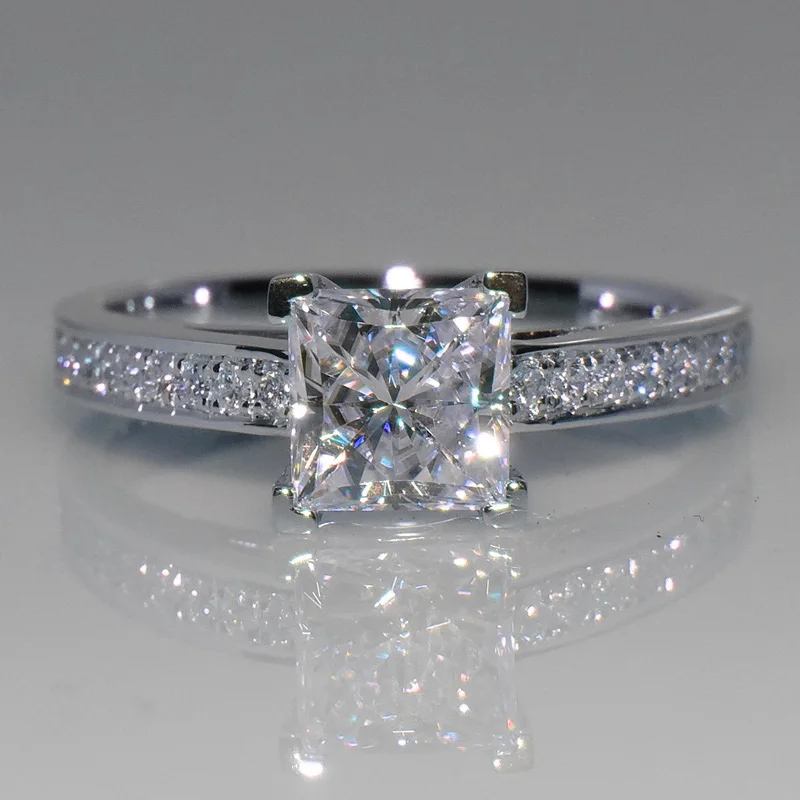 

Romantic Princess ring Real 925 Sterling silver AAAAA Zircon cz Wedding Band Rings for women Bridal Statement Party Jewelry