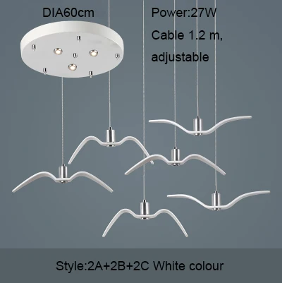 Смола Brokis ночные птицы силуэт небо свобода птица Чайка подвесной светильник - Цвет корпуса: 2A2B2C White DIA60CM