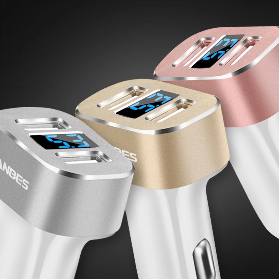 ANBES USB Car Charger Adapter Quick Charge 3.0 Digitale LED Voltage/Stroom Display Auto Fast Car Charger Voor Smart telefoon/Tab