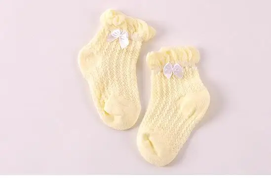 Новые детские носки для маленьких девочек; большой бант Мягкий хлопок кружевные детские носки детские короткие носки для маленьких девочек, летние тонкие носок с отверстием