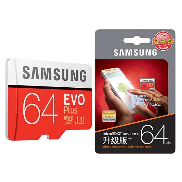 SAMSUNG EVO+ Micro SD 32G SDHC 80 МБ/с. класс 10 карта памяти C10 UHS-I TF/SD карты транс флэш SDXC 64 Гб 128 ГБ для доставки - Емкость: 64GB U3  100MBs