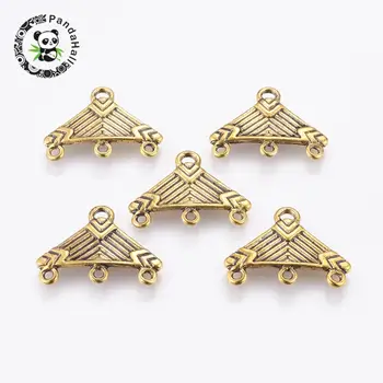 

Tibetan Style Chandelier Components Links, Lead Free & Cadmium Free, Triangle, Antique Golden, about 20mm long, 27mm wide, 2mm