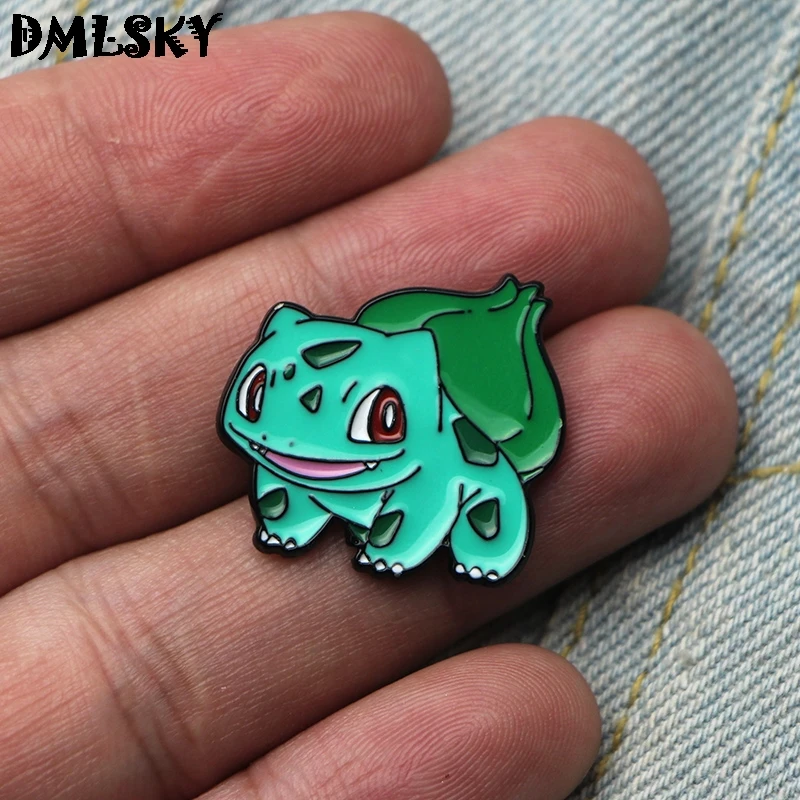 DMLSKY Bulbasaur смешная брошь металлический значок для женщин и мужчин эмалированные булавки броши для одежды сумки булавка для воротничка рубашки подарки M3062