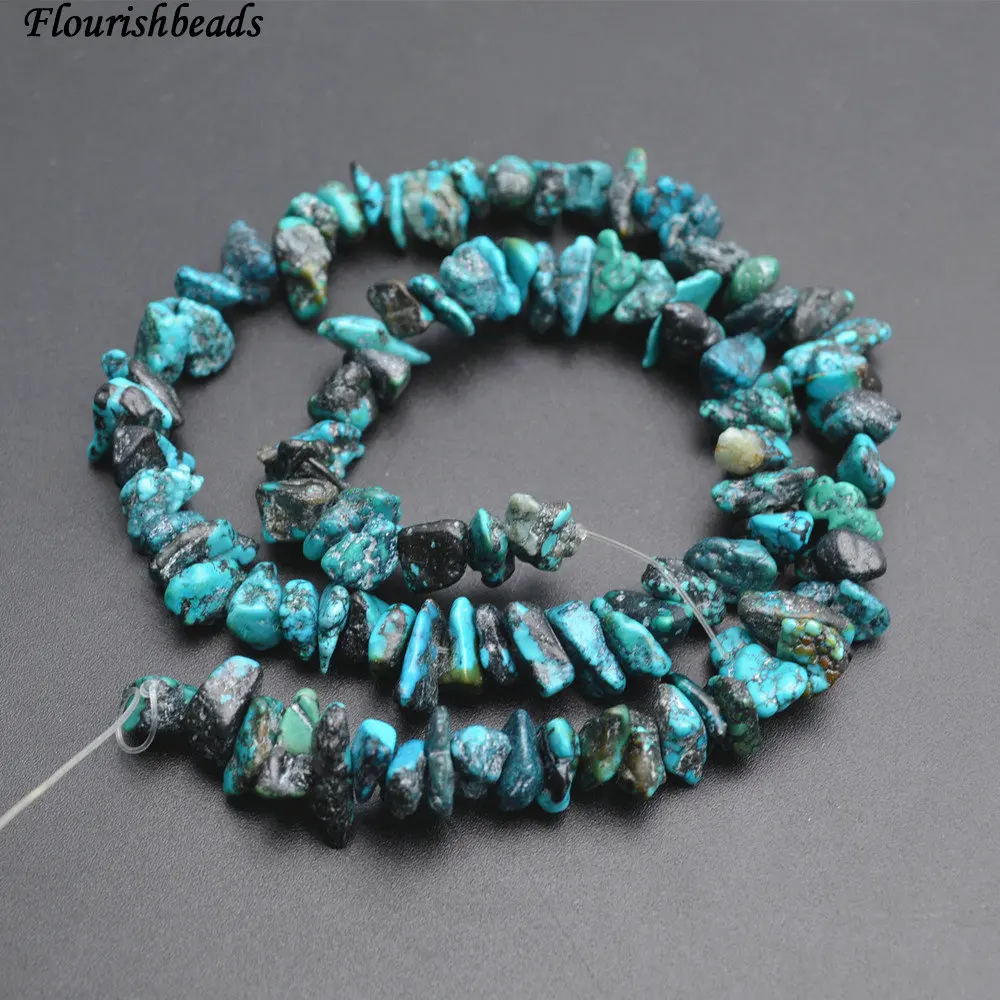 30" Round Blue Turquoise Pave CZ Black Stone Beads Necklace Jewelry DIY BJ205 