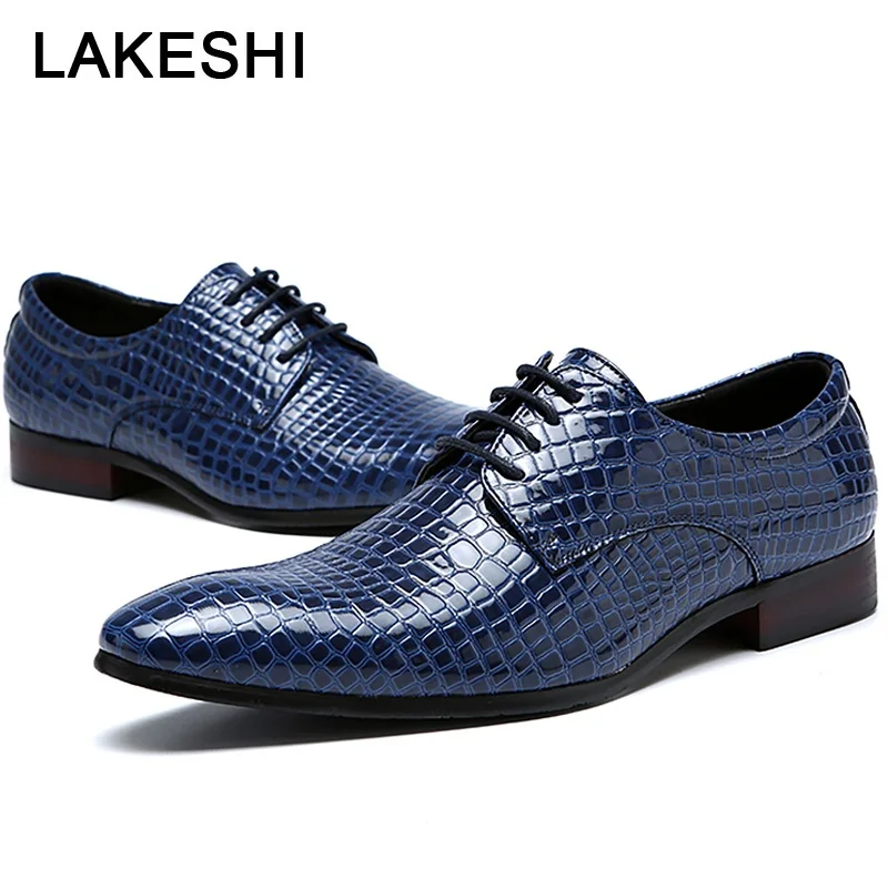 Men Dress Shoes Men Formal Shoes Men Italian Shoe Brands Pointed Toe Crocodile Leather Shoes Men Fashion Oxfords Size 48 HOT