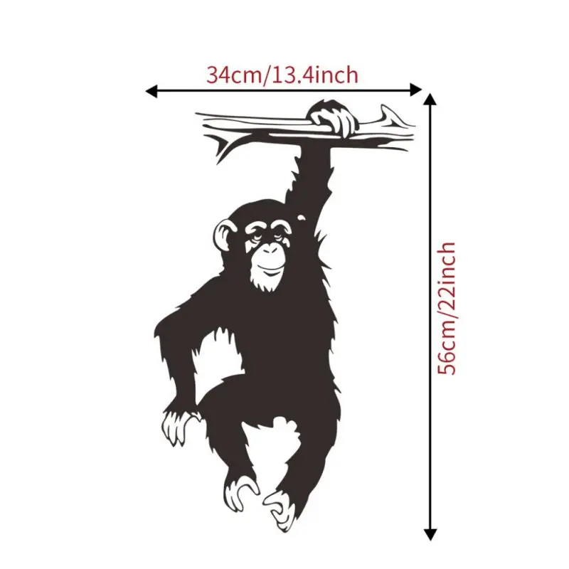 Черные наклейки на стену с обезьяной гориллой, ПВХ, самоклеющиеся наклейки на стену для гостиной, спальни - Цвет: Черный