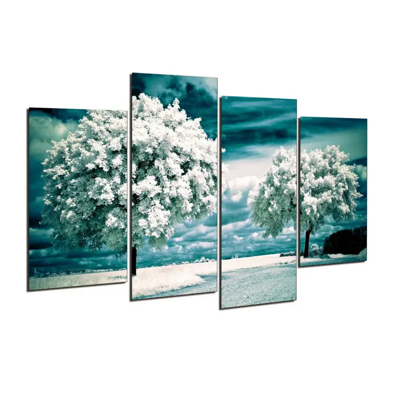 Новые модульные картины 4 панели дерево холст Настенная картина украшение дома