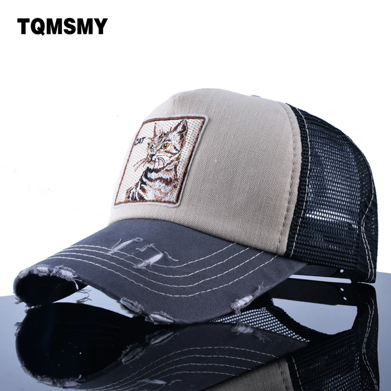 

TQMSMY Embroidery Cat Trucker Cap men Snapback caps Breathable Mesh Baseball Cap Women sun Hats For Men Unisex Hip Hop Casquette