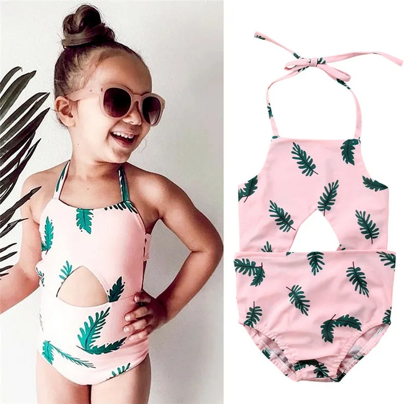 

Toddler Kids Baby Girl Palm Tropical Swimsuit Swimwear One-Pieces Swim Suit