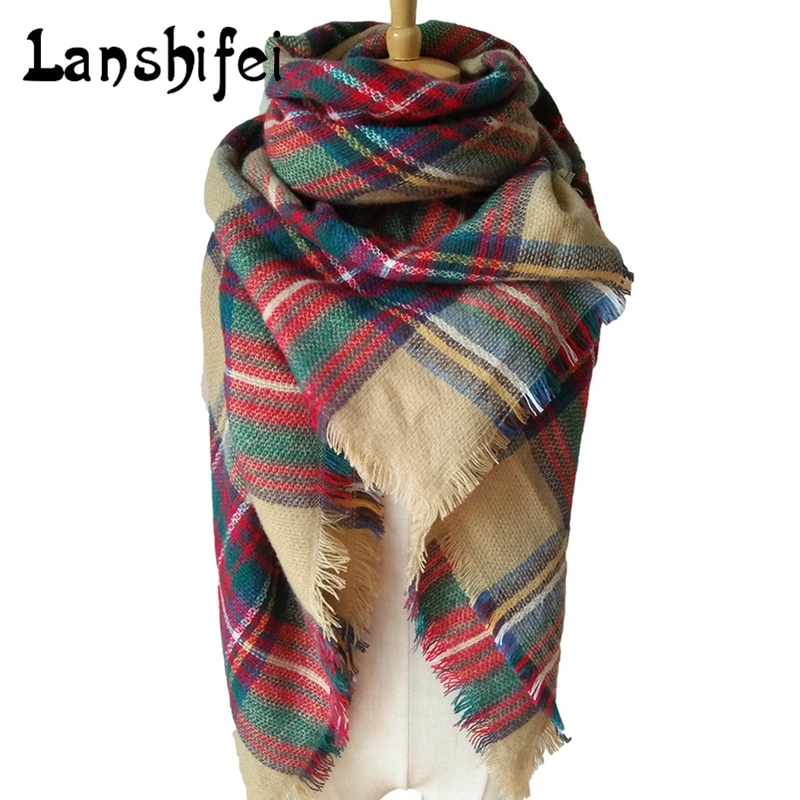

Winter Scarf 2017 Tartan Imitate Cashmere Scarf Women Plaid Blanket Scarf New Designer Basic Shawls Women's Scarves and Warps
