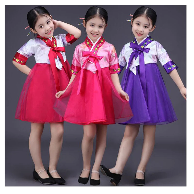 New South Korean girls traditional court hanbok Dnace wear costumes