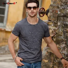 GustOmerD Fashion Cotton T shirts Men Slim Fit Short Sleeve Printed Tops High Quality Brand Clothes Mens Casual